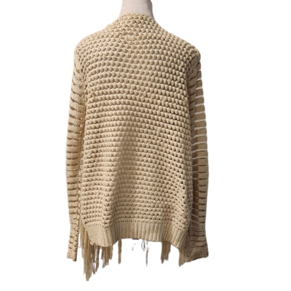 Gorgeous Beige Boho Knit Cardigan with Tassels in Front - Picture 6 of 6